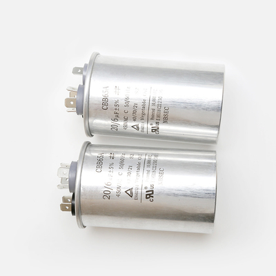 De Condensatoren van de de Filmcondensator 450V 20/6uF 5% AC van CBB65A 20uF voor Motor stellen Toepassingen in werking